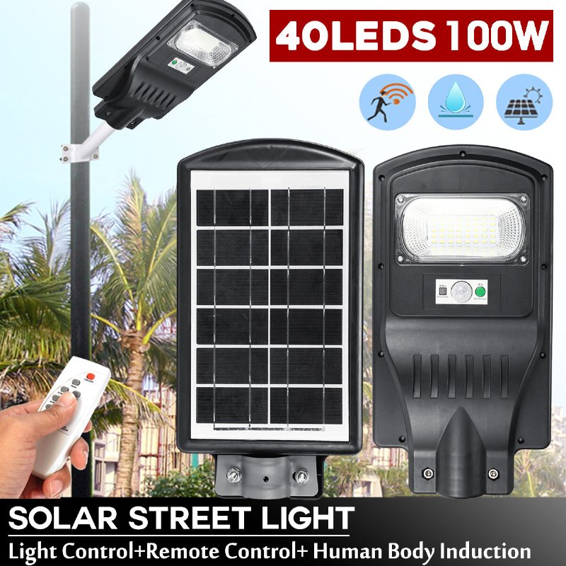 30w Led Solar Light Pir Induktion Utomhus Gatuvägglampa + Fjärrkontroll