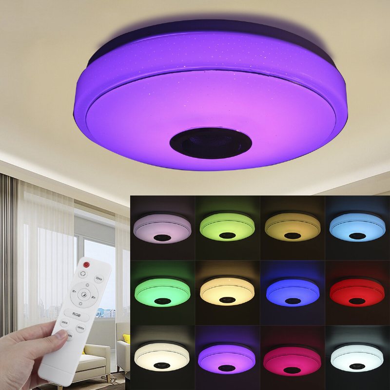 33cm 100w Bluetooth Wifi Led-takljus Rgb Musikhögtalare Dimbar Lampa App Fjärrkontroll 110-245v