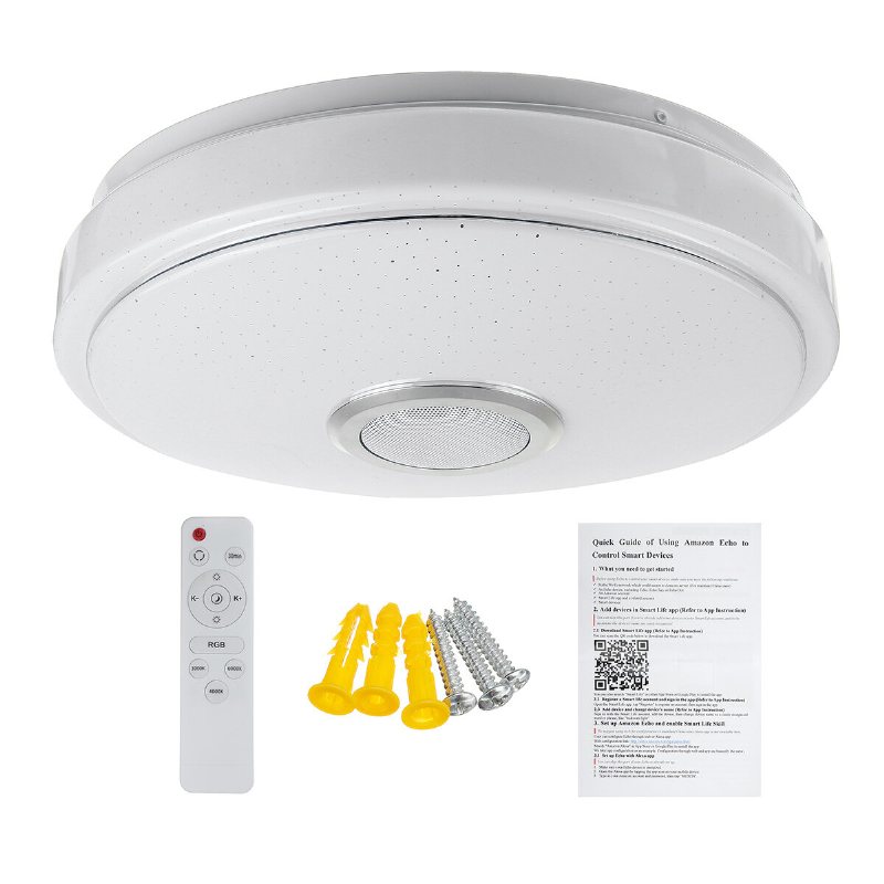 33cm 100w Bluetooth Wifi Led-takljus Rgb Musikhögtalare Dimbar Lampa App Fjärrkontroll 110-245v