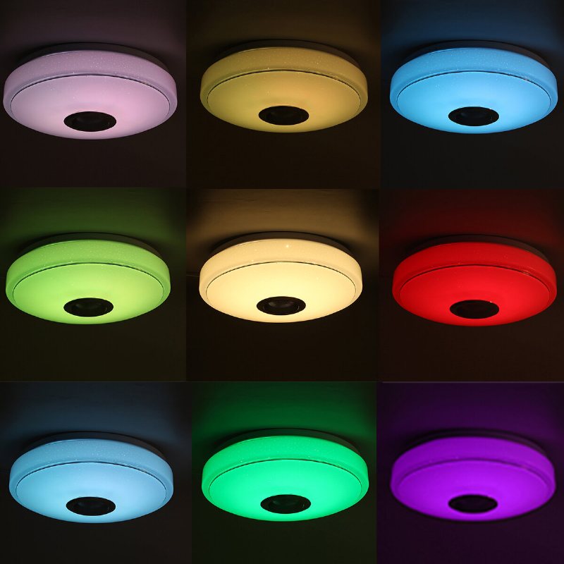 33cm 100w Bluetooth Wifi Led-takljus Rgb Musikhögtalare Dimbar Lampa App Fjärrkontroll 110-245v