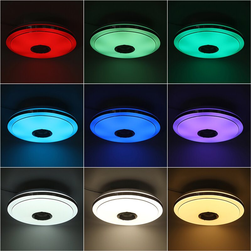 33cm Led-takljuslampa Rgb Bluetooth Musikhögtalare Dimbar Sovrumslampa