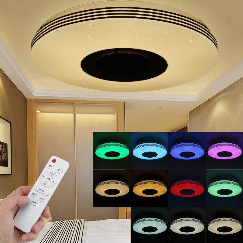 34cm Led-takljus Rgb Bluetooth Musikhögtalare Dimmer App Fjärrkontrolllampor