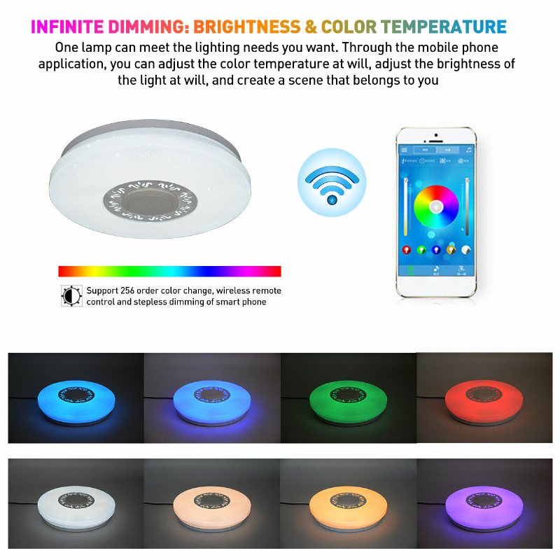 34cm Rgb Led Musik Taklampor Hembelysning App Bluetooth Light Sovrumslampor Smart Taklampa+fjärrkontroll