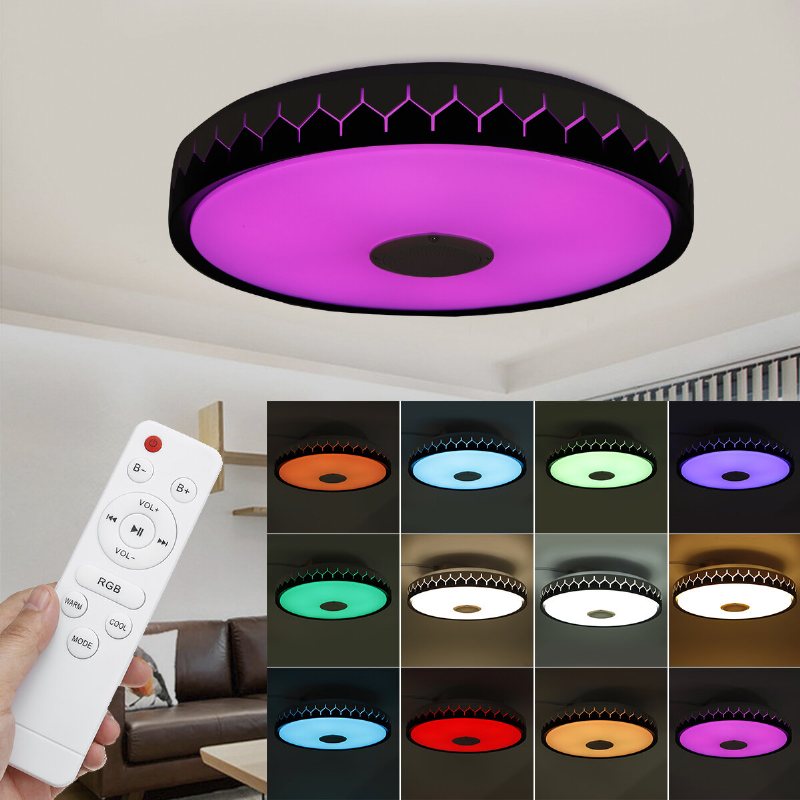 36/60w 110/220v Bluetooth Wifi Led Smart Taklampa 256 Rgb Musikhögtalare Dimbar Lampa App Fjärrkontroll