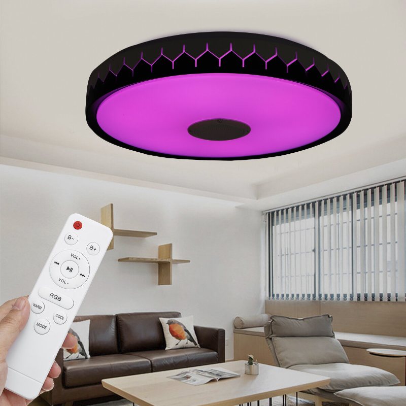 36/60w 110/220v Bluetooth Wifi Led Smart Taklampa 256 Rgb Musikhögtalare Dimbar Lampa App Fjärrkontroll