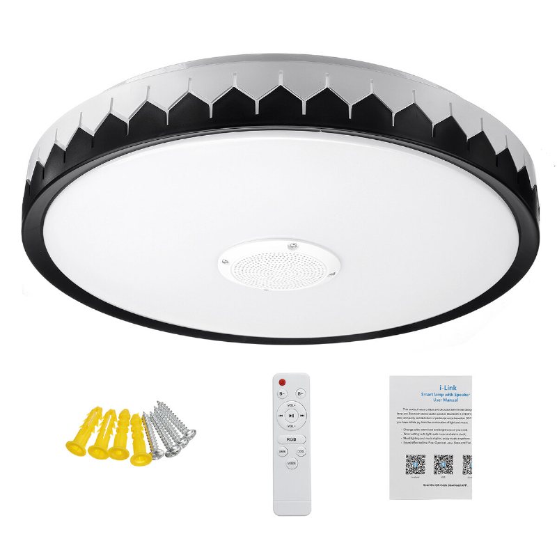 36/60w 110/220v Bluetooth Wifi Led Smart Taklampa 256 Rgb Musikhögtalare Dimbar Lampa App Fjärrkontroll