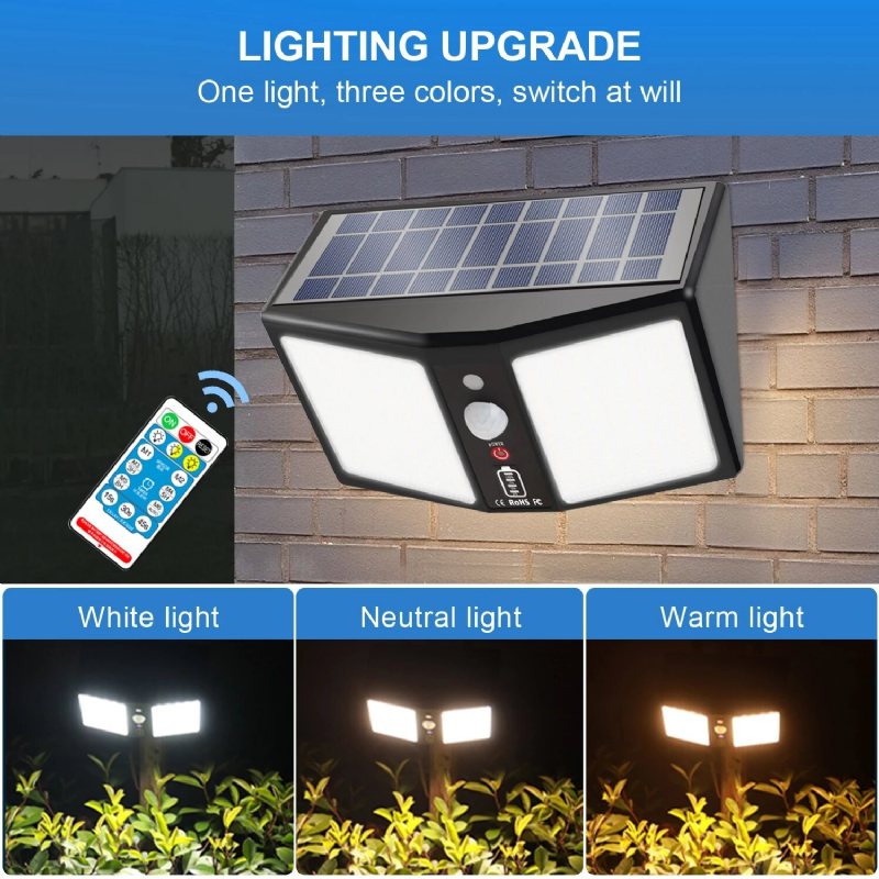 360led Solar Light Vägglampor 12000mah 6 Lägen Rörelsesensor Ip65 Vattentät Utomhus Yard Trädgård Street Induktion Nattljus