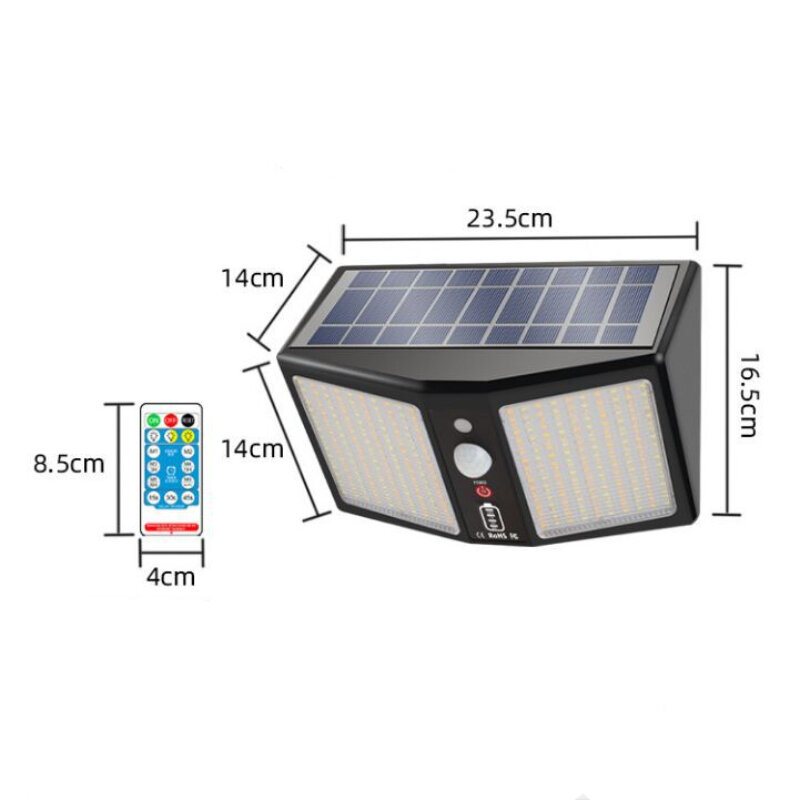 360led Solar Light Vägglampor 12000mah 6 Lägen Rörelsesensor Ip65 Vattentät Utomhus Yard Trädgård Street Induktion Nattljus