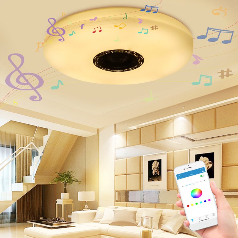 36w 60w Modern Led Musik Takljus Bluetooth Högtalare Flerfärgad Sovrumslampa Ac220v