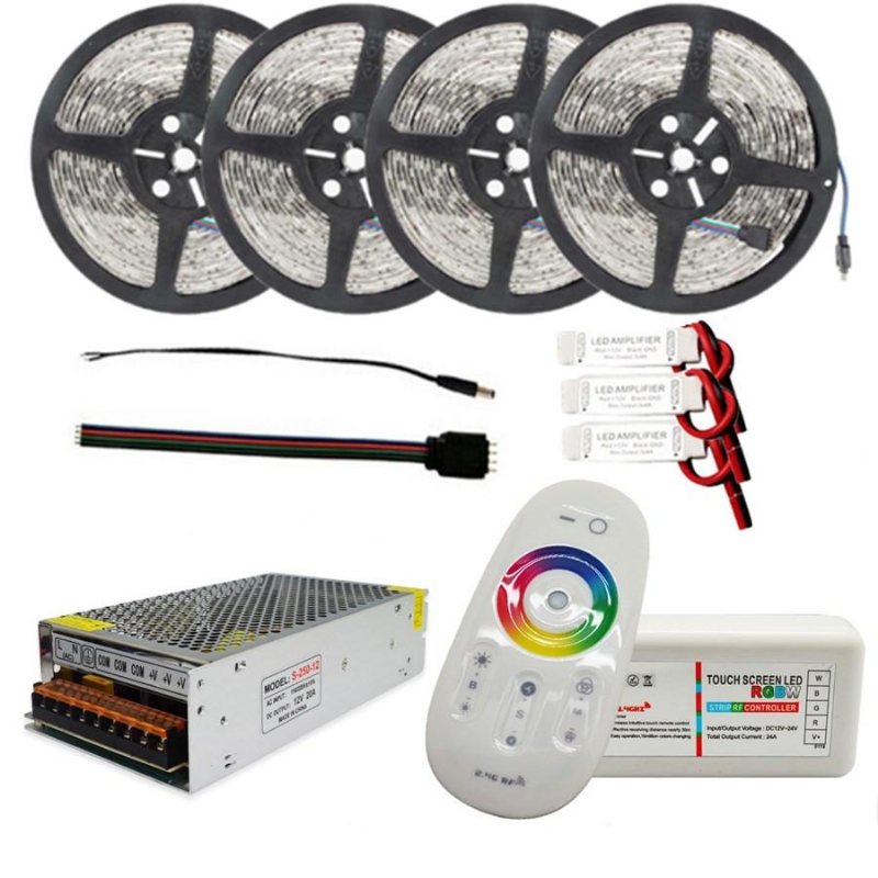 4*5m Smd5050 Vattentät Led Strip Light + 2.4g Rf-fjärrkontroll + Lighting Transformer Kit Dc12v