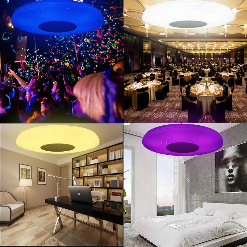 48w 108led Dimbar Rgb Taklampa Flush Mount Bluetooth Musikhögtalare App-kontroll