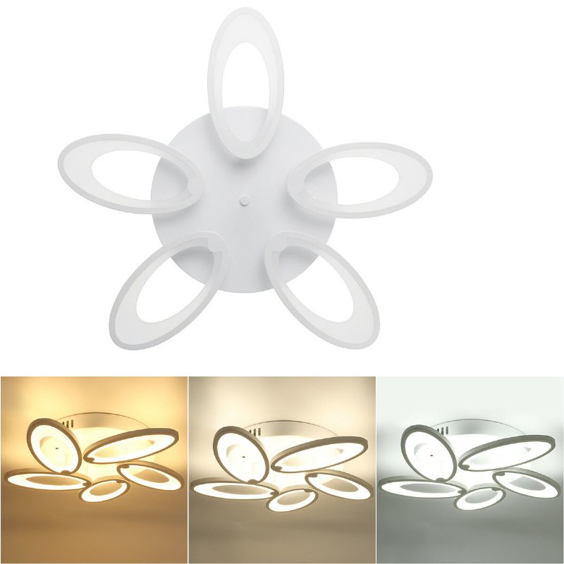 5 Heads Modern Led Tak Akryl Hembelysning Hem Ljuskrona Lampa+fjärrkontroll 3200-6500k