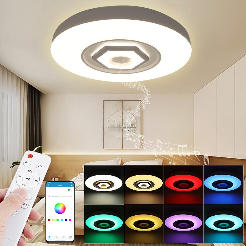 50cm 220v Led Rgb Musik Taklampa Smart Bluetooth App/fjärrkontroll