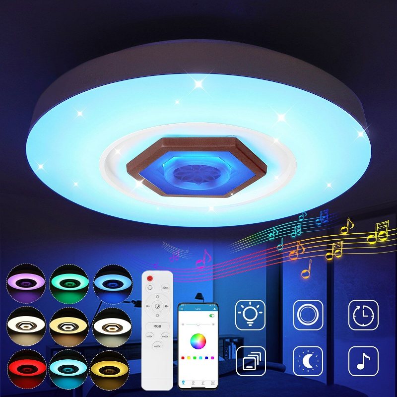 50cm 220v Led Rgb Musik Taklampa Smart Bluetooth App/fjärrkontroll