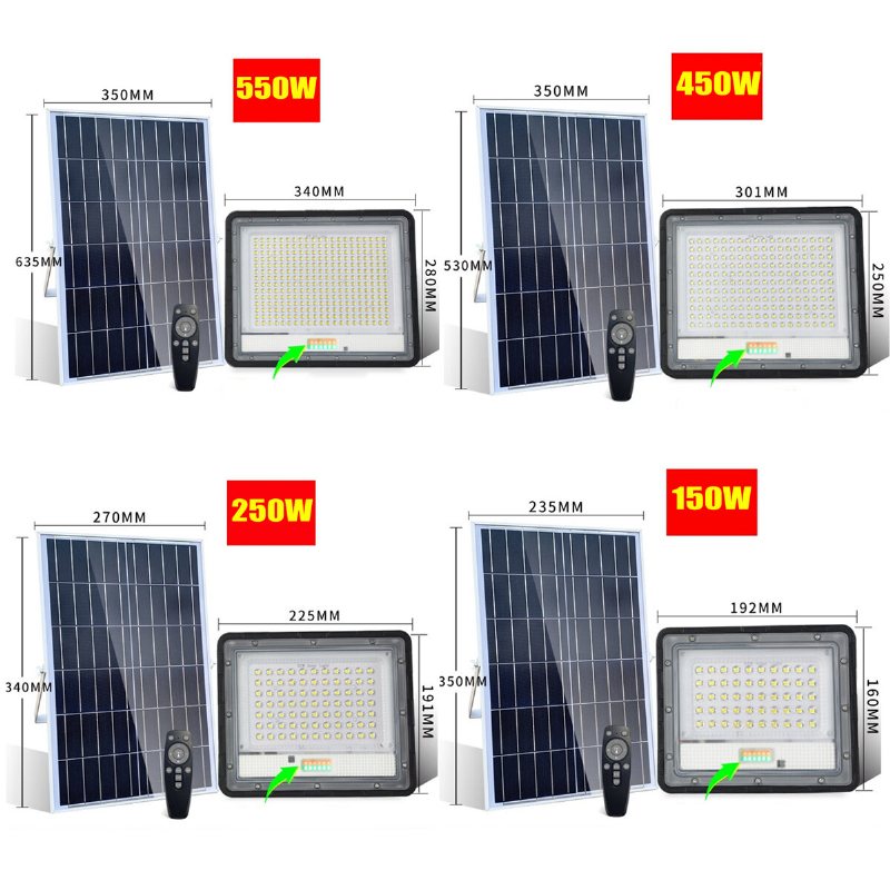 550/450/250/150w Solar Flood Gatubelysning Utomhus Trädgård Vägglampa Vattentät