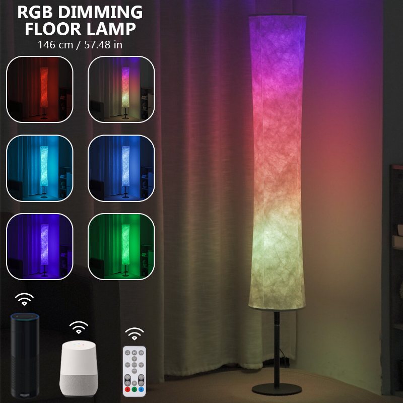 57'' Smart Led-golvlampa Rgb Musiktyg Stående Dimbar Ljus App+fjärrkontroll