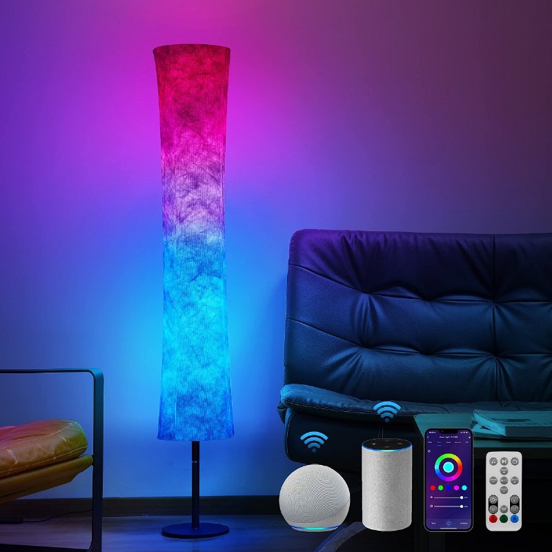 58" Mjukt Ljus Modern Led-golvlampa Rgb Färgskiftande Tygskärm App+fjärrkontroll