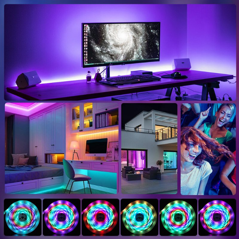 5m/10m Inbyggd Ic Smart Wi-fi Rgb Magic Led Strip Light+40keys Ir-fjärrkontroll Arbeta Med Alexa Google Assistant Juldekorationer Clearance Christmas Lights