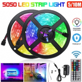 5m/2x5m Rgb Vattentät 5050 Led Strip Light + 44 Key Remote + Us Power Adapter Dc12v För Tv Hem Garderob