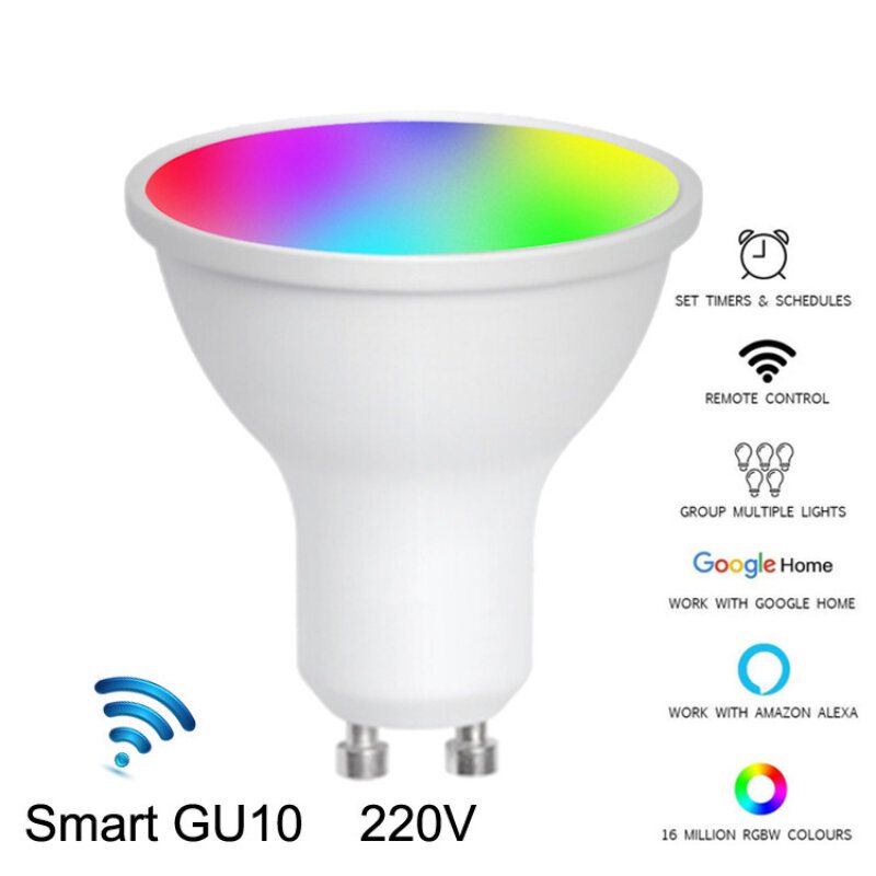 5w Gu10 Rgb Wifi Smart Bulb App Styrning Röststyrning Fungerar Med Google Assistant Alexa