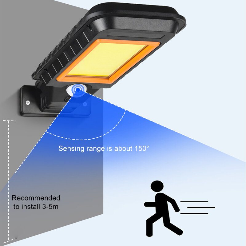 60/72/120/128led Cob Solar Power Street Light Pir Rörelsesensor Vägglampa + Fjärrkontroll