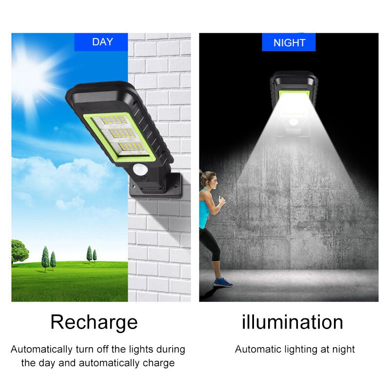 60/72/120/128led Cob Solar Power Street Light Pir Rörelsesensor Vägglampa + Fjärrkontroll