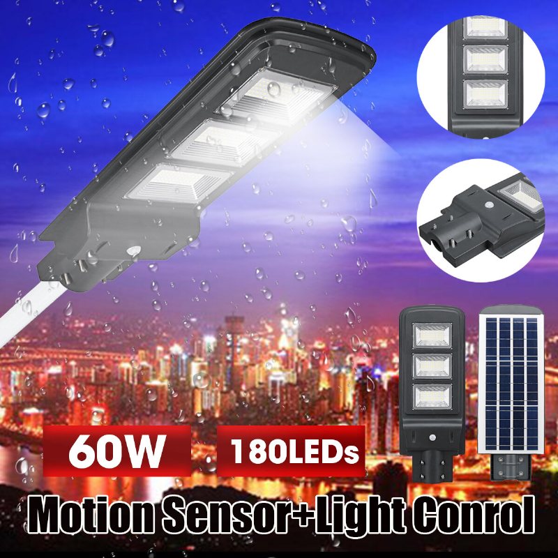 60w 180led Soldriven Lampa Pir-rörelsesensor Utomhusträdgårdsgatljus För Utomhusvägträdgård