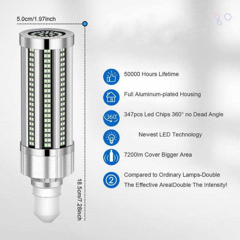 60w 220v Uv-sterilisatorlampa E27 Led Uvc-lampa Fjärrkontroll Desinfektionsljus Sterilisator Ozondödar Bakteriekvalster