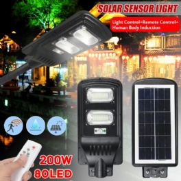 60w 80led Solenergi Pir Motion Induktion Wall Street Light + Fjärrkontroll