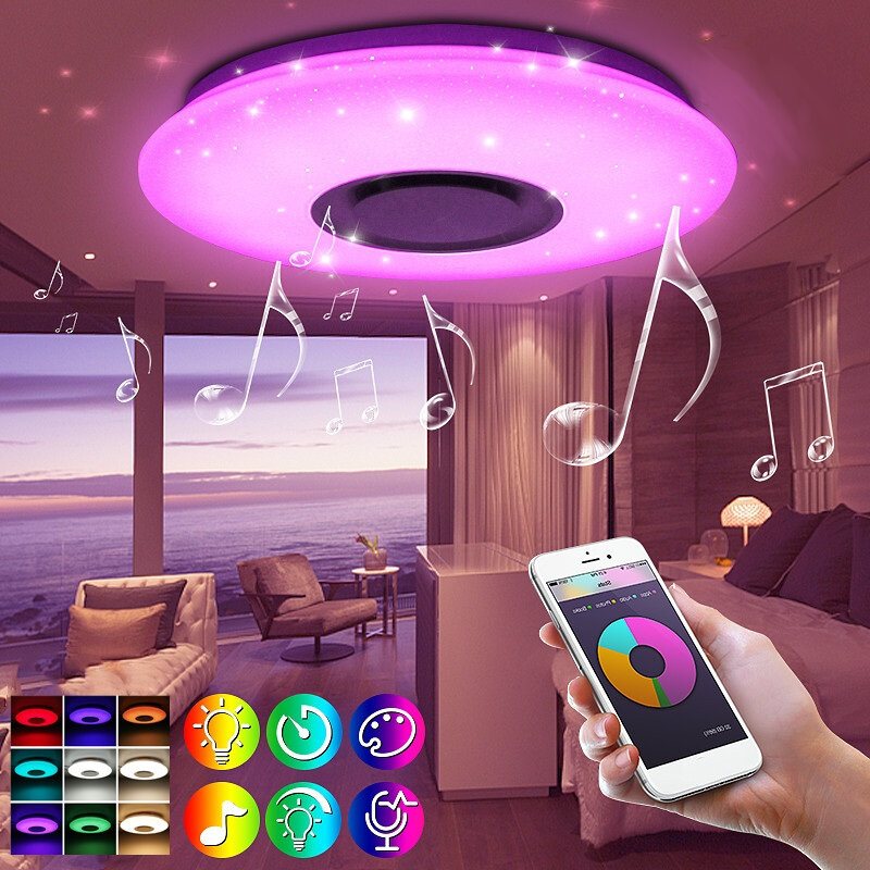 60w Ac220v 102led Starry Lampskärm Led Intelligent Taklampa Bluetooth Musik Smart App+fjärrkontroll