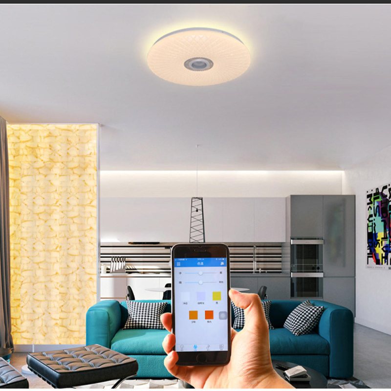 60w Smart Led-takljus Rgb Bluetooth Musikhögtalare Dimbar Lampa App Remote