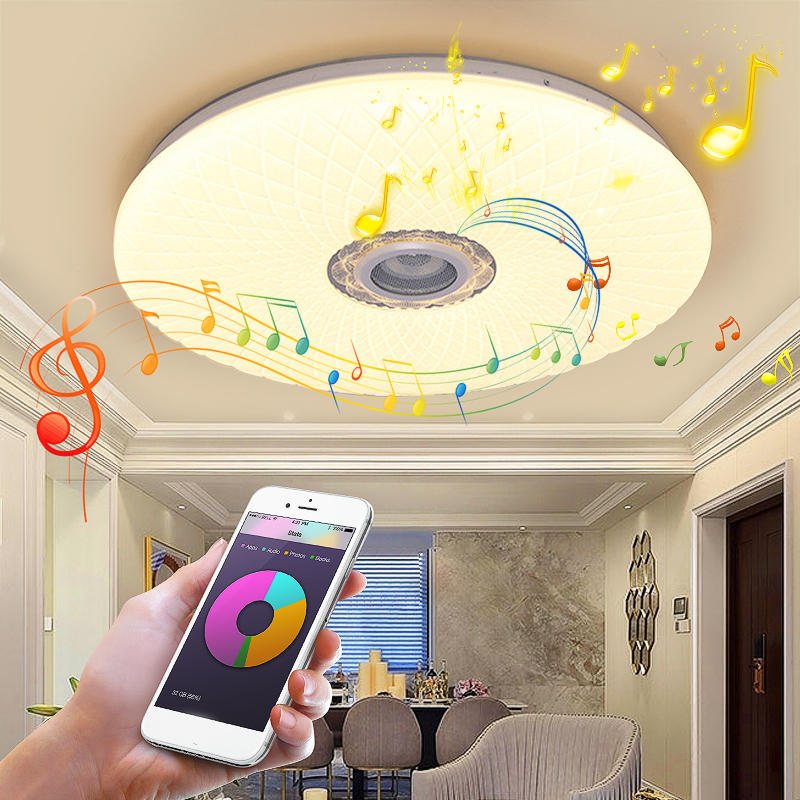 60w Smart Led-takljus Rgb Bluetooth Musikhögtalare Dimbar Lampa App Remote