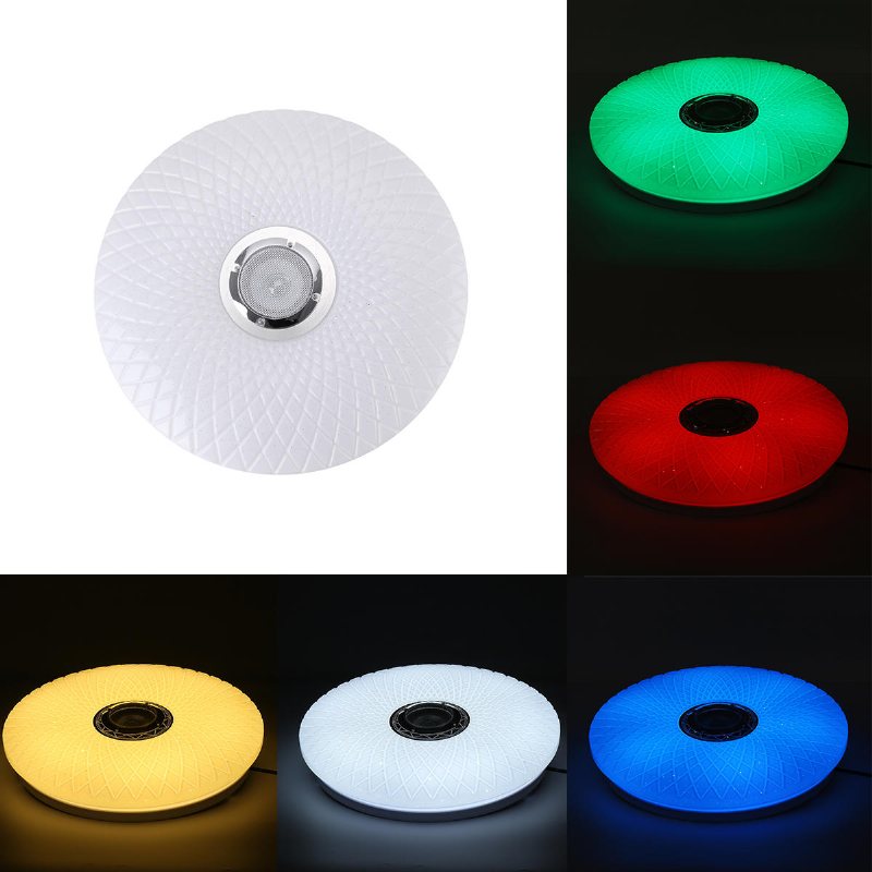 60w Smart Led-takljus Rgb Bluetooth Musikhögtalare Dimbar Lampa App Remote