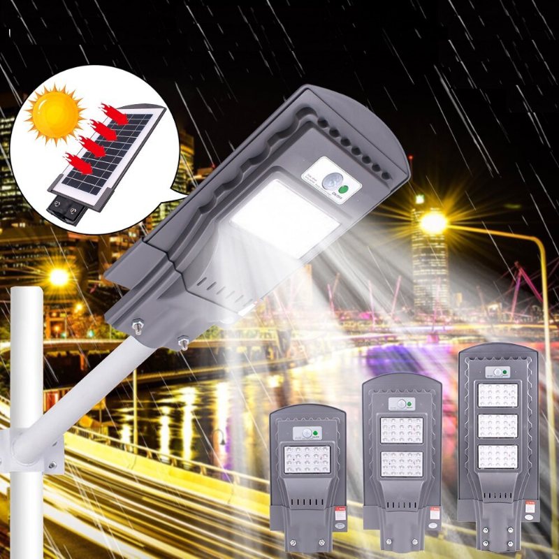 60w Solar Street Light Skymning Till Dawn Pir-rörelsesensor Path Security Vägglampa