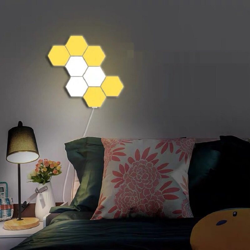 6st/10st Rgb Färgglad Honeycomb Light Touch Hexagonal Vägglampa Quantum Sovrum Vardagsrum Sänglampa