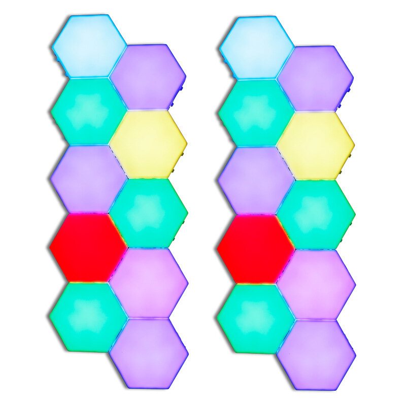 6st/10st Rgb Färgglad Honeycomb Light Touch Hexagonal Vägglampa Quantum Sovrum Vardagsrum Sänglampa