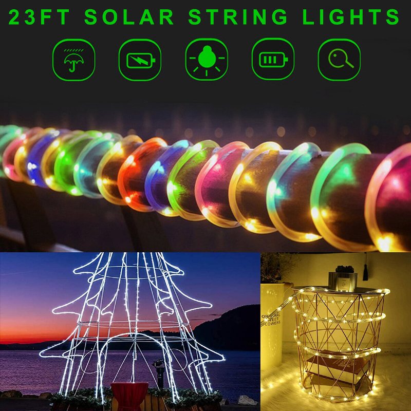 7m 50led Solar String Fairy Lights Vattentät Utomhus Trädgård Bröllopsfest Lampa