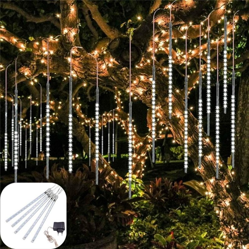 Ac110-240v 50cm Vattentät Ip65 180led Meteor Dusch Regn 5 Rör String Ljus Semesterfest Jul Utomhusdekor