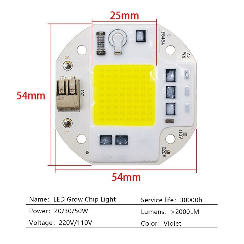 Ac110v/220v Cob Led-chip För Växtljus Fullt Spektrum 380-780nm Växtplanta Blomma