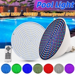 Ac120v E27 45w Rgbw Led Undervattenslampa Fjärrkontroll Vattentät Färgförändring Poolljus