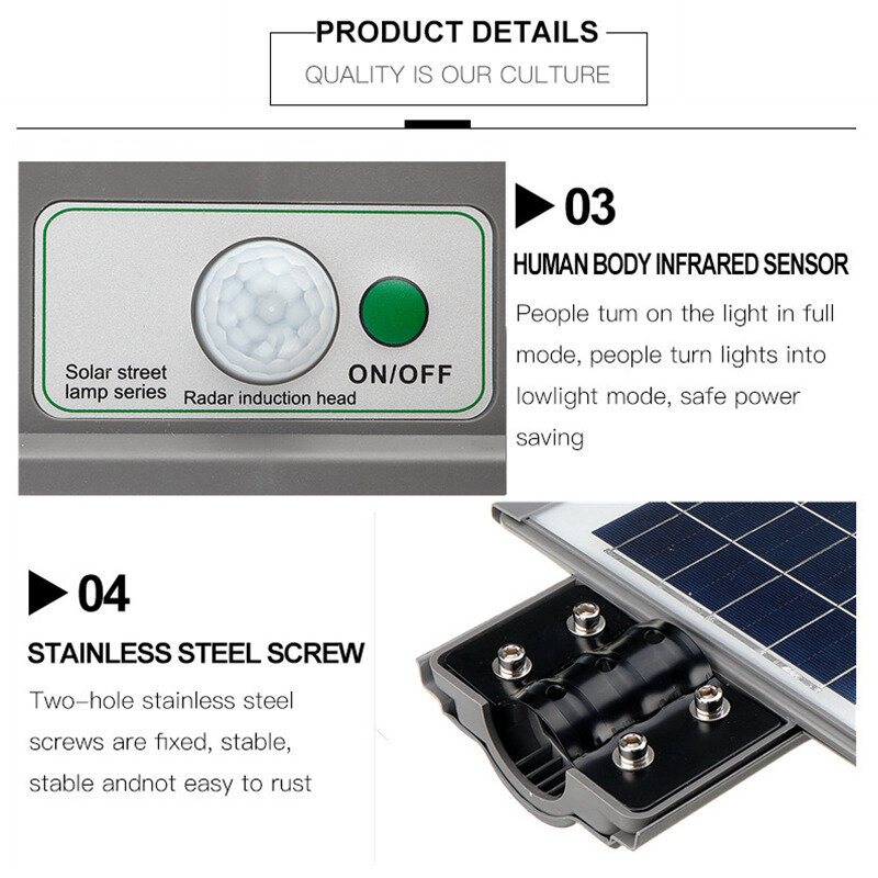 Augienb 30/60/90led Solar Powered Streets Utomhus Fjärrkontroll Säkerhetsträdgård