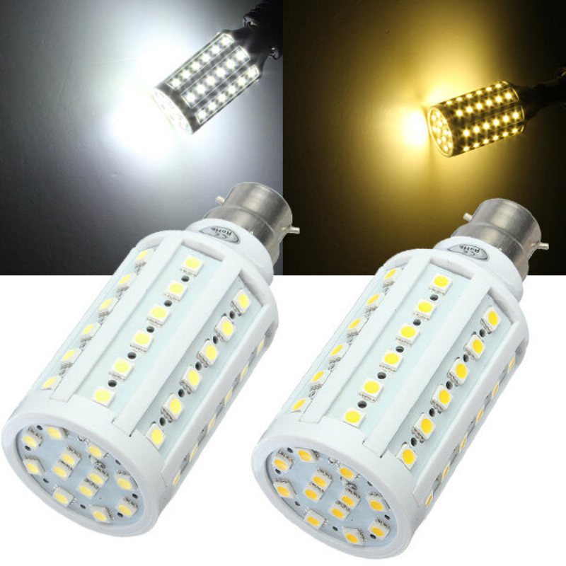 B22 10w Smd 5050 Vit/varmvit 60 Led Majslampa Ac 110v