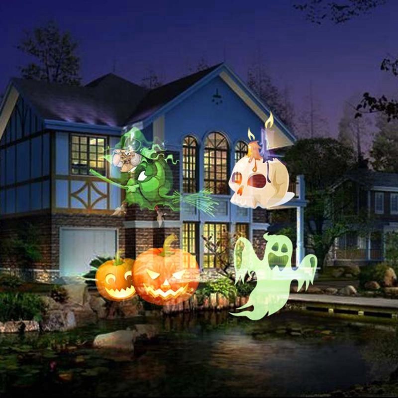 Bärbar 6w Usb 12 Färgglada Mönster 6 Led Roterande Ficklampa Halloween Julfest Bardekor