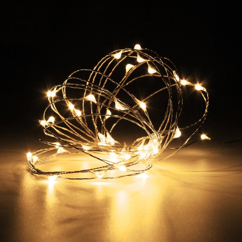 Batteridriven 5m 50 Led Vattentät Koppartråd Fairy String Light För Jul + Fjärrkontroll