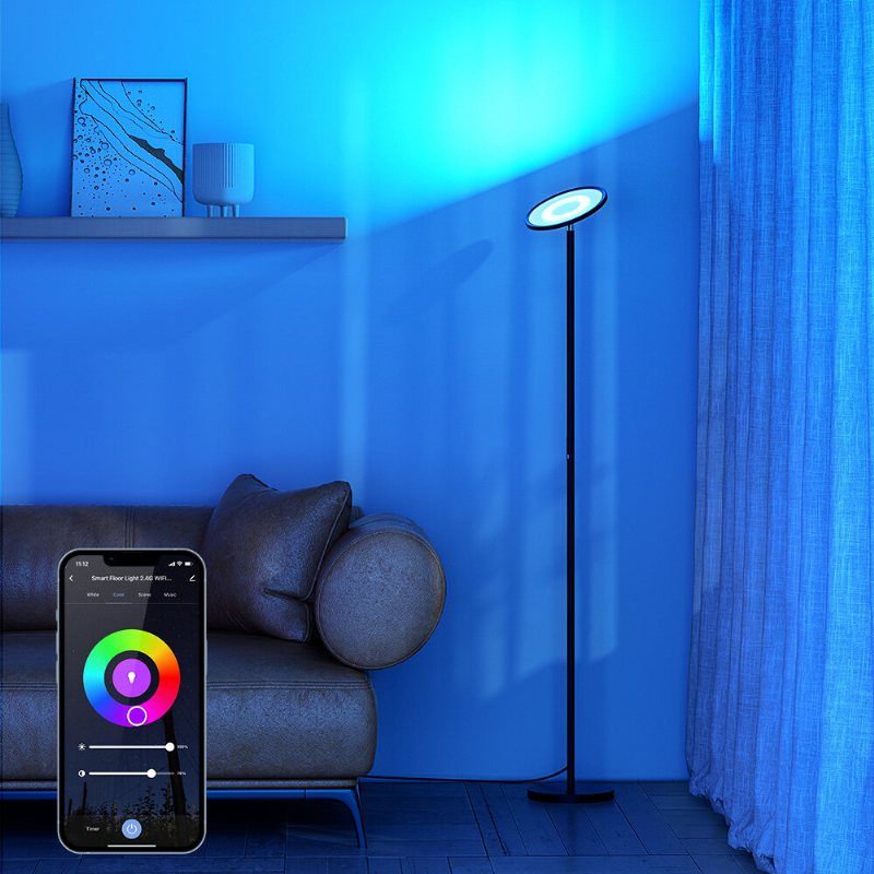 Blitzwill Bwl-fl-0002 25w 2700k~6500k+rgb Smart Golvlampa Steglös Dimning Upp Till 2000lm App Styrning Röststyrning Fungerar Med Google Assistant Alexa Ac100-240v