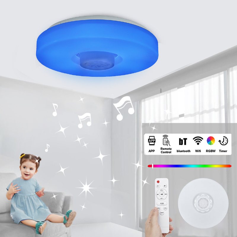 Bluetooth Led-takljus Rgb 3d Surroundljud Musik Dimbar Lampa App Fjärrkontroll