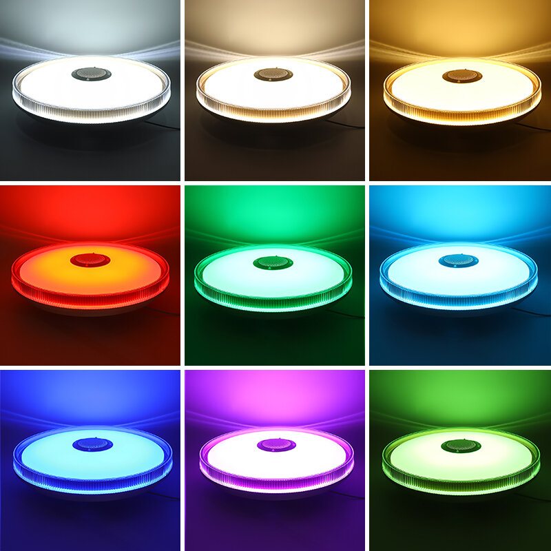 Bluetooth Wifi Led Rgb Musik Taklampa+fjärrkontroll För Kök Sovrum Badrum 85-265v/220v/110-220v