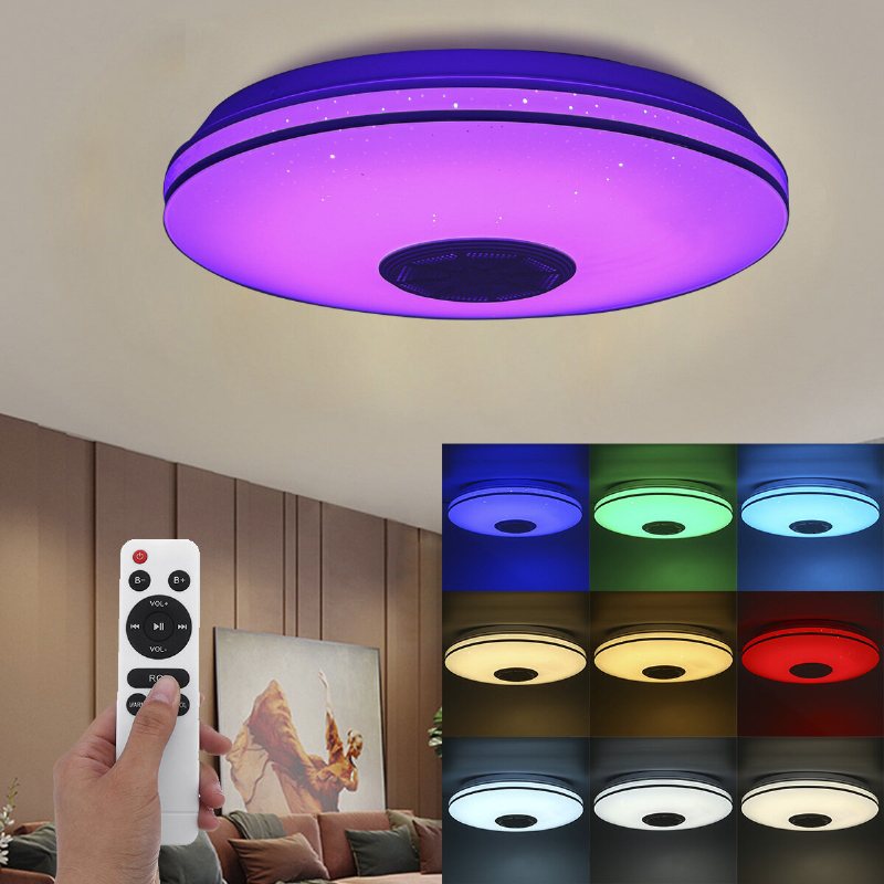 Bluetooth Wifi Led-takljus Rgb Musikhögtalare Dimbar Lampa App Fjärrkontroll