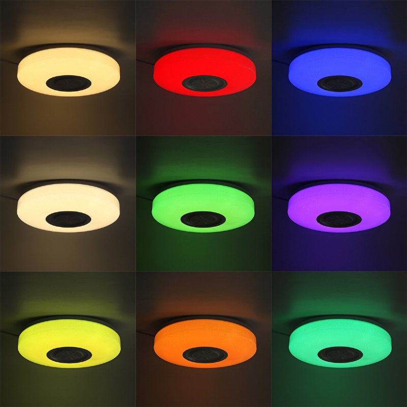 Bluetooth Wifi Led-takljus Rgb Musikhögtalare Dimbar Lampa App Fjärrrum