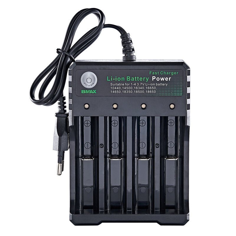 Bmax 4 Slot 18650/14500/16650/16340 Li-ion Batteriladdare Eu-kontakt Ac-kontakt Bärbar Laddare